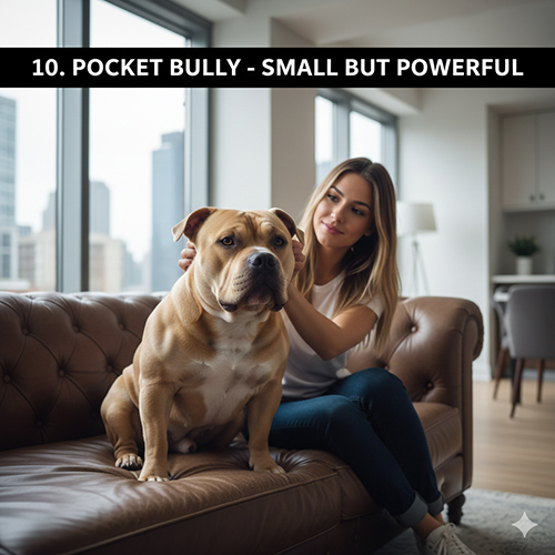 Chó Pocket Bully thân thấp, cơ bắp dày và ngoại hình nhỏ nhưng lực