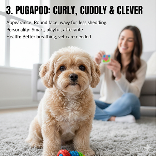 Hinh anh cho Pug lai Poodle Pugapoo voi mat tron de thuong va bo long xoan mem