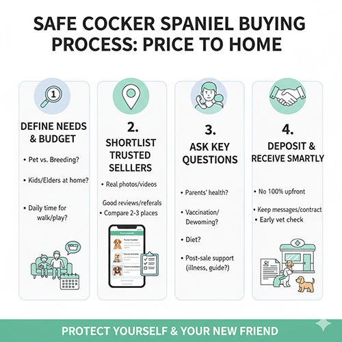 Quy trình mua chó Cocker Spaniel an toàn từ xác định giá, chọn nơi bán đến đón bé về nhà