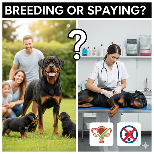 So sánh chó Rottweiler cái sinh sản tự nhiên và triệt sản tại phòng khám thú y