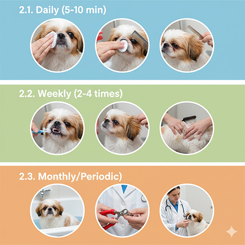 Routine chăm sóc chó Bắc Kinh lai Nhật theo từng mốc mỗi ngày, mỗi tuần và mỗi tháng