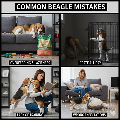 Những sai lầm thường gặp khi nuôi chó Beagle như cho ăn quá nhiều, thiếu huấn luyện và nhốt cả ngày