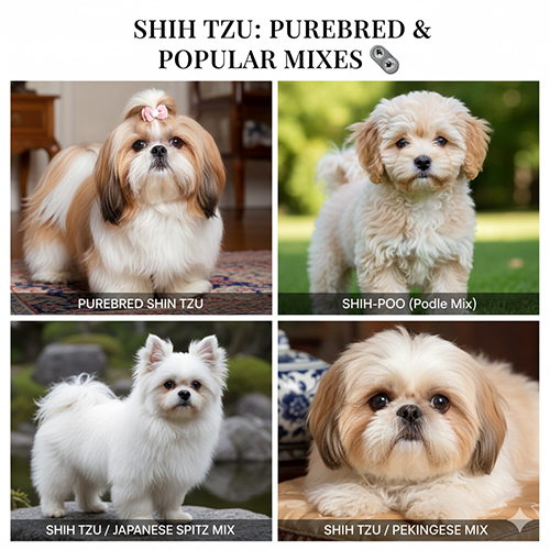 Shih Tzu thuần chủng và các dòng lai phổ biến như Poodle, Nhật và Bắc Kinh