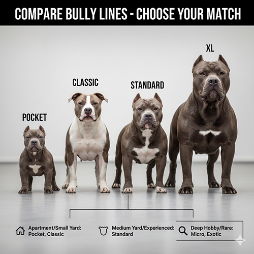 So sánh các dòng chó American Bully gồm Pocket, Classic, Standard và XL