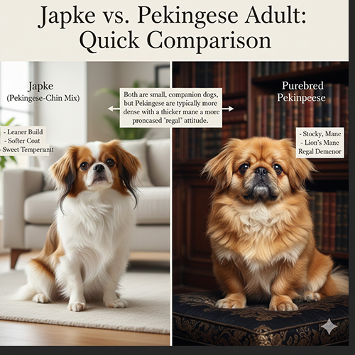 So sánh ngoại hình chó Bắc Kinh lai Nhật trưởng thành và chó Bắc Kinh thuần trưởng thành