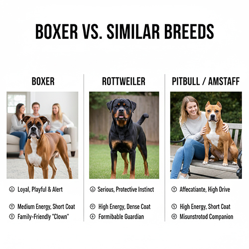 So sánh chó Boxer với Rottweiler và Pitbull về ngoại hình, tính cách và mức độ phù hợp gia đình