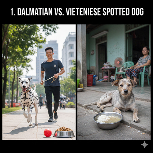 So sánh chó Đốm Dalmatian và chó ta đốm tại Việt Nam về cách nuôi và sinh hoạt
