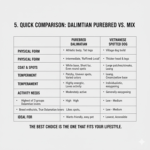 Bảng so sánh chó Đốm thuần chủng, chó Đốm lai chó ta và chó ta đốm