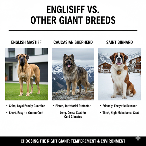 So sánh chó Ngao Anh với Ngao Nga Caucasian Shepherd và Saint Bernard về ngoại hình và tính cách