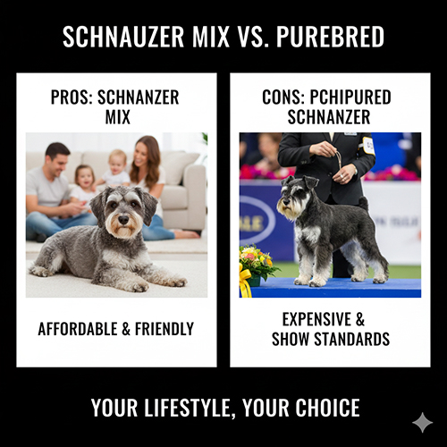So sánh chó Schnauzer lai và Schnauzer thuần chủng về chi phí, tính cách và mục đích nuôi