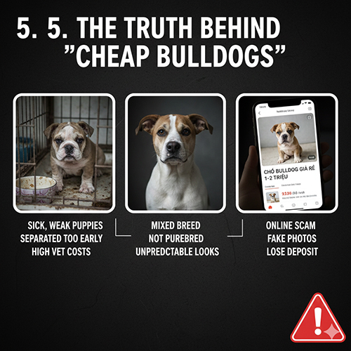 Sự thật phía sau chó Bulldog giá rẻ 1–2 triệu
