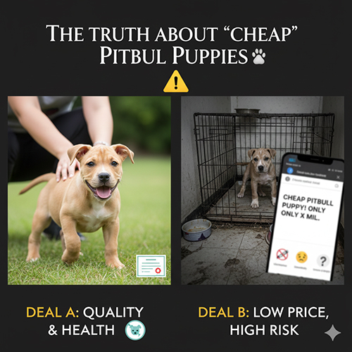 Chó Pitbull con bên bảng thông tin giá rẻ và nguồn gốc, cảnh báo rủi ro khi mua
