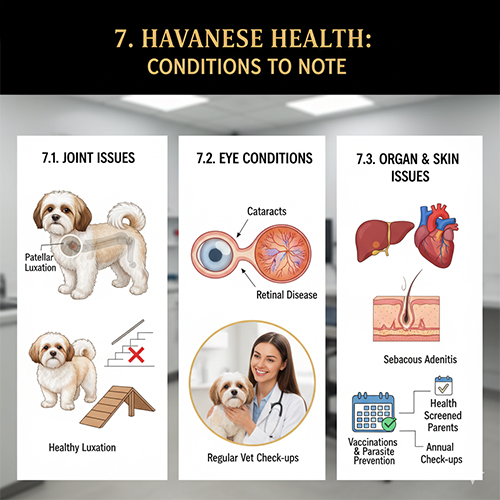 Các vấn đề sức khỏe thường gặp ở chó Havanese như khớp, mắt, gan và da
