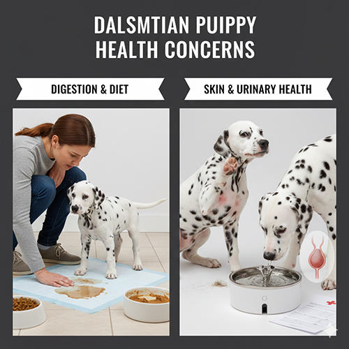 Các vấn đề sức khỏe thường gặp ở chó Đốm con liên quan tiêu hóa, da lông và tiết niệu