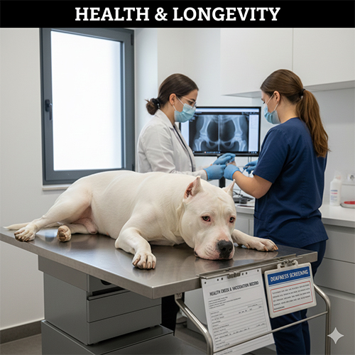 Chó Dogo Argentino được bác sĩ thú y kiểm tra sức khỏe và chụp X-quang