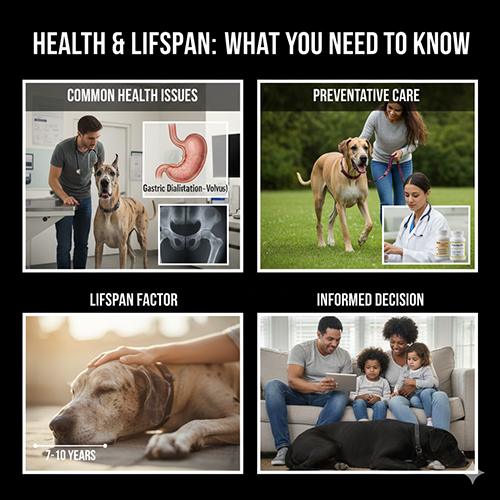 Sức khỏe và tuổi thọ chó Great Dane với các bệnh thường gặp và chăm sóc phòng ngừa