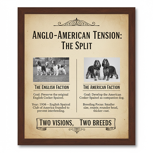 Sự tách giống giữa Cocker Spaniel Anh và Cocker Spaniel Mỹ