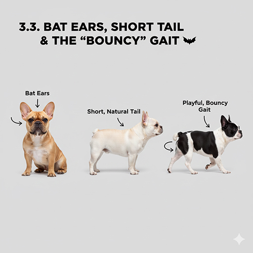 Tai dơi, đuôi ngắn và dáng đi đặc trưng của Bull Pháp