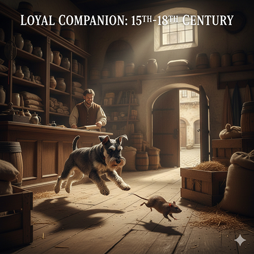 anh schnauzer san chuot trong kho luong thoi trung co duc the hien vai tro canh gac va dong hanh