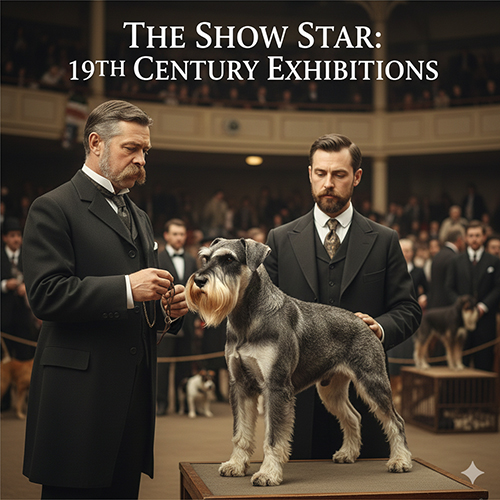 anh schnauzer dung tren ban trien lam the ky 19 duoc giam khao danh gia voi bo rau dai dac trung