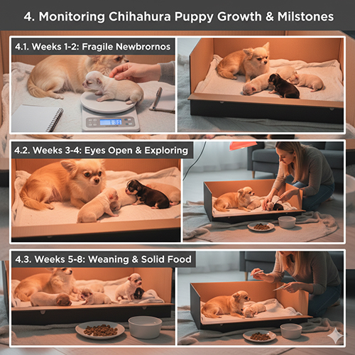 Theo dõi cân nặng và các mốc phát triển của chó Chihuahua con theo từng tuần tuổi