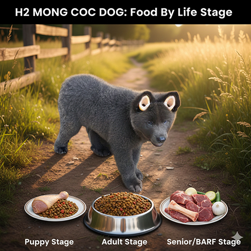 Thức ăn cho chó Mông Cộc theo từng giai đoạn phát triển