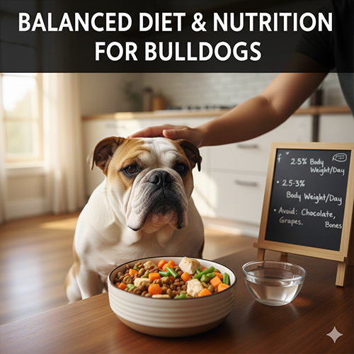 Chó Bulldog Anh ăn thức ăn cân bằng dinh dưỡng giúp khỏe mạnh và tránh béo phì