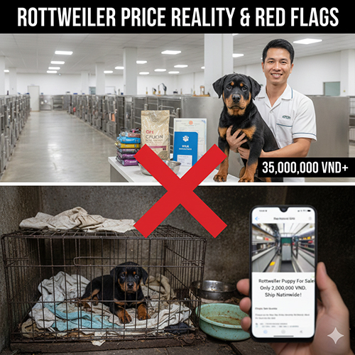 So sánh thực tế giá chó Rottweiler nuôi chuẩn với các tin rao giá rẻ bất thường và dấu hiệu cảnh báo rủi ro