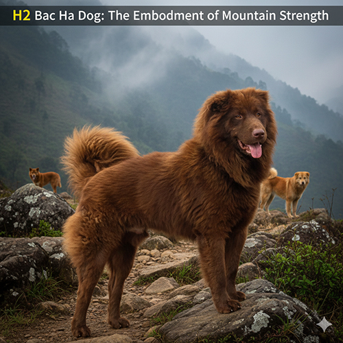 Tỷ lệ cơ thể chó Bắc Hà xù cân đối, thân chắc khỏe, phù hợp địa hình núi đá