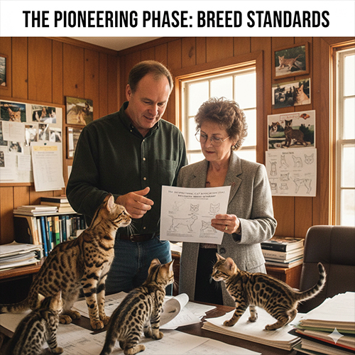 Các nhà nhân giống xây dựng tiêu chuẩn giống mèo Savannah trong giai đoạn đầu