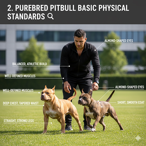tiêu chuẩn ngoại hình chó pitbull thuần chủng với thân cơ bắp cân đối và dáng đi thể thao