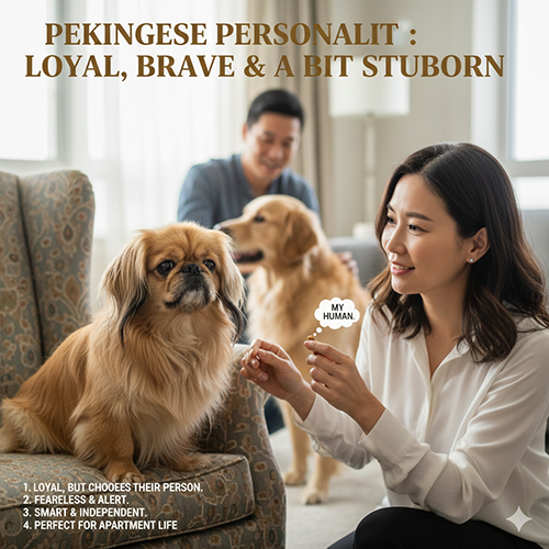 tính cách chó Bắc Kinh Pekingese trung thành dũng cảm độc lập trong gia đình