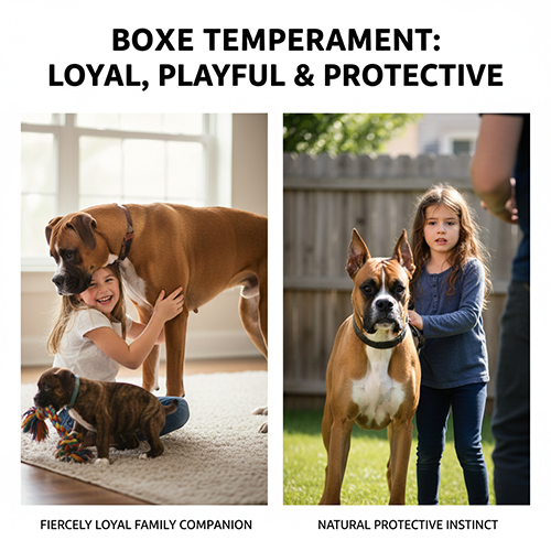 Tính cách chó Boxer trung thành, vui vẻ với gia đình và bản năng bảo vệ tự nhiên