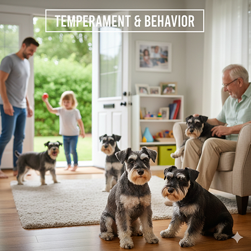 Tính cách chó ông già Schnauzer trong gia đình với trẻ nhỏ và người lớn tuổi