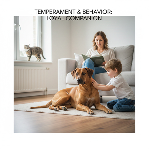 Chó xoáy Nam Phi Rhodesian Ridgeback nằm cùng gia đình trong không gian sống hiện đại