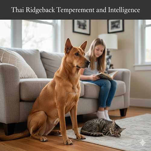 Chó Xoáy Thái điềm tĩnh trong không gian gia đình, thể hiện sự thông minh và cảnh giác