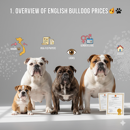 Toàn cảnh giá chó Bulldog Anh và các yếu tố quyết định giá