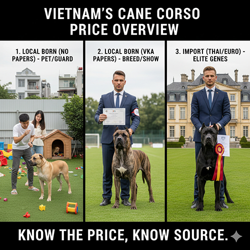 Tổng quan mặt bằng giá chó Ngao Ý Cane Corso tại Việt Nam theo từng phân khúc