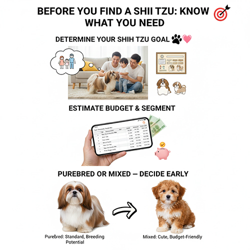 Hướng dẫn xác định nhu cầu khi mua chó Shih Tzu: mục tiêu nuôi, ngân sách và chọn thuần hay lai