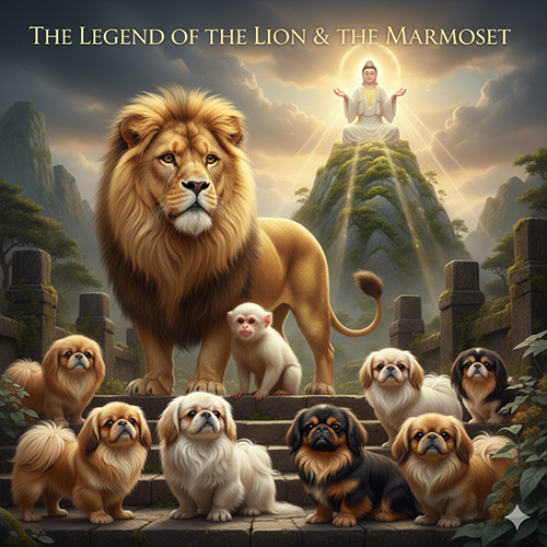 truyền thuyết sư tử và khỉ nhỏ gắn với nguồn gốc chó Bắc Kinh Pekingese