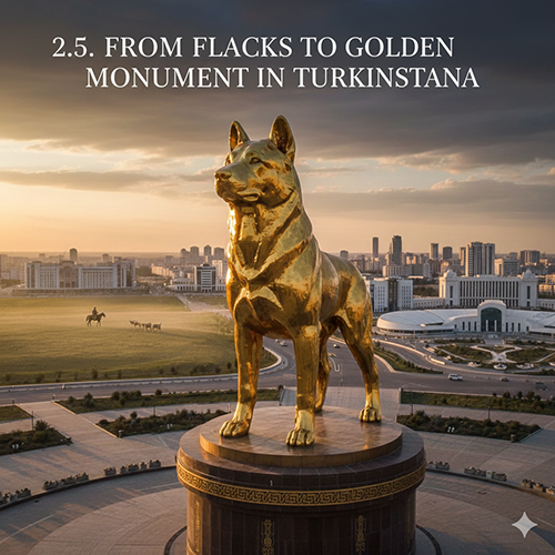 Tượng đài vàng chó Alabai biểu tượng quốc gia tại Turkmenistan