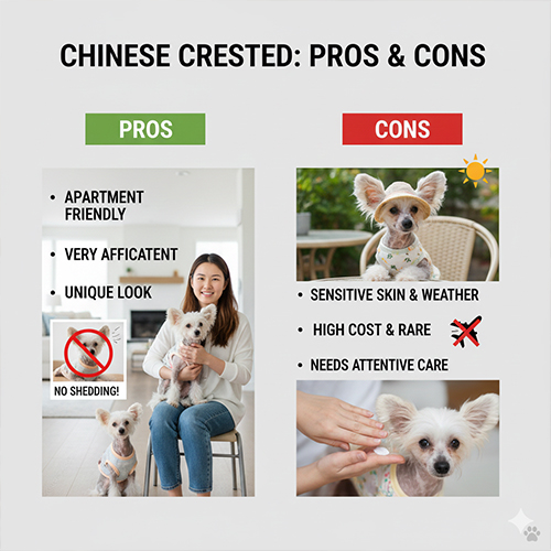 Ưu và nhược điểm khi nuôi chó có mào Chinese Crested trong gia đình