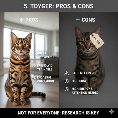 So sánh ưu và nhược điểm khi nuôi mèo Toyger với ngoại hình hổ mini