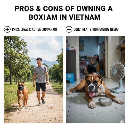 Ưu và nhược điểm khi nuôi chó Boxer tại Việt Nam với nhu cầu vận động cao và chịu nóng kém