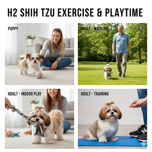 Vận động và vui chơi phù hợp cho chó Shih Tzu theo độ tuổi
