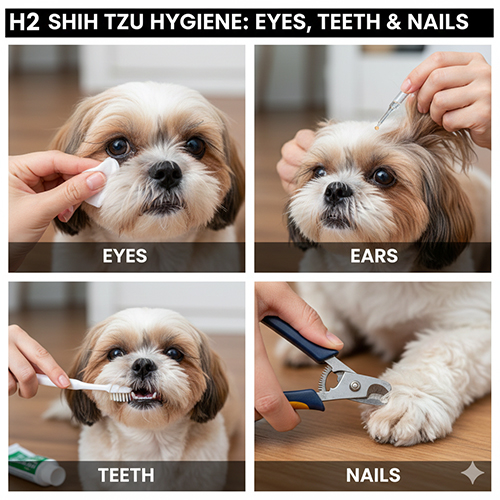 Vệ sinh mắt tai răng móng cho chó Shih Tzu đúng cách tại nhà