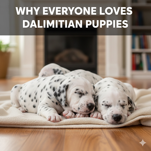 Những chú chó Đốm con nằm ngủ cạnh nhau, thân hình tròn trịa, lông trắng đốm đen rất dễ thương