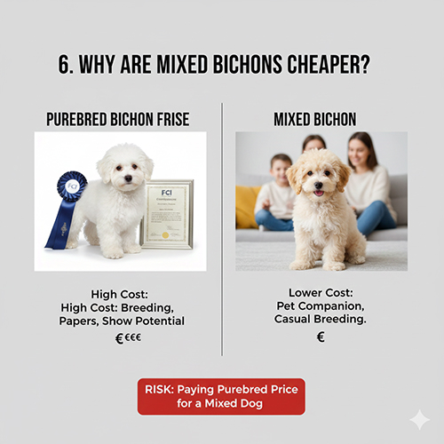 So sánh giá chó Bichon Frise thuần chủng và chó Bichon lai nuôi pet gia đình