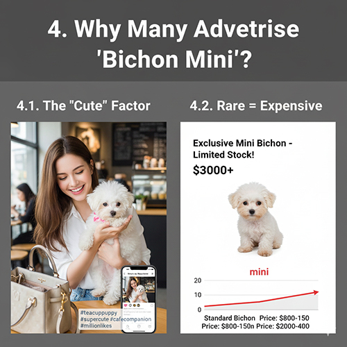 Ảnh minh họa lý do nhiều nơi quảng cáo chó Bichon mini: đánh vào độ dễ thương và sự khan hiếm để tăng giá bán