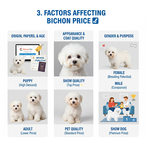 Các yếu tố ảnh hưởng đến giá chó Bichon Frise tại Việt Nam